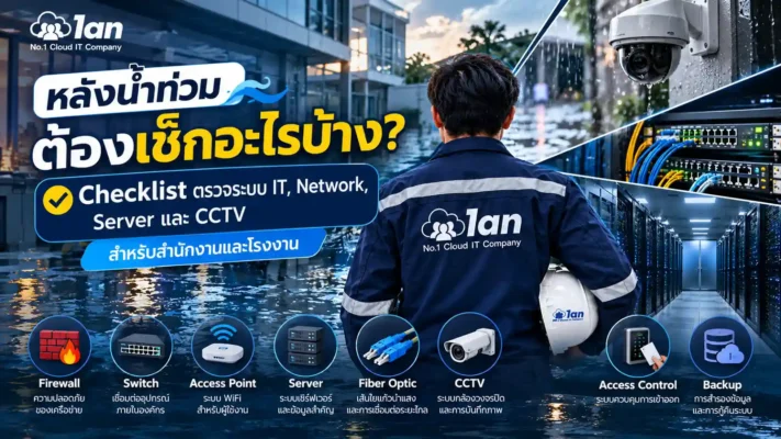 โซลูชัน Network Infrastructure - Enterprise WiFi บริการตรวจสอบและฟื้นฟูระบบเครือข่าย WiFi และอุปกรณ์ไอทีหลังเหตุการณ์น้ำท่วม
